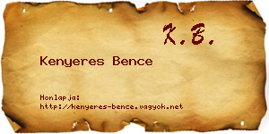 Kenyeres Bence névjegykártya